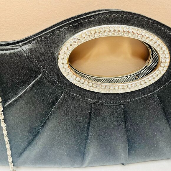 Timeless Elegance: Vintage Black Satin Handbag - Picture 9 of 10